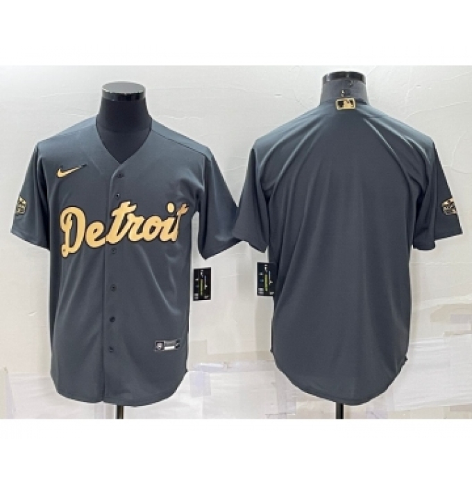 Men's Detroit Tigers Blank Grey 2022 All Star Stitched Cool Base Nike Jersey