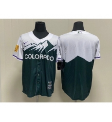 Men's Colorado Rockies Blank Green 2022 City Connect Cool Base Stitched Jersey