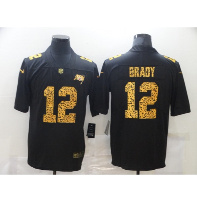 Men's Tampa Bay Buccaneers #12 Tom Brady 2020 Black Leopard Print Fashion Limited Football Stitched Jersey