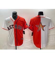 Men's Houston Astros Blank Orange White Split Stitched Baseball Jerseys
