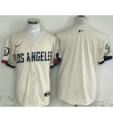 Men's Los Angeles Dodgers Blank Cream 2024 City Connect Limited Stitched Jersey