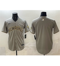 Men's Milwaukee Brewers Blank Gray Home Limited Stitched Jersey