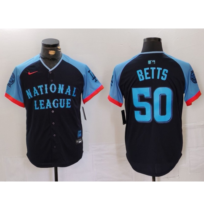 Men's Los Angeles Dodgers #50 Mookie Betts Navy 2024 All Star Limited Stitched Jersey