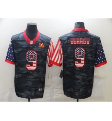 Men's Cincinnati Bengals #9 Joe Burrow Camo Flag Nike Limited Jersey Men's Cincinnati Bengals #9 Joe Burrow Camo Flag Nike Limited Jersey