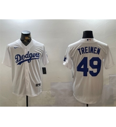 Men's Los Angeles Dodgers #49 Blake Treinen White Cool Base Stitched Baseball Jersey