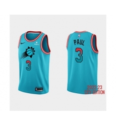 Men's Phoenix Suns #3 Chris Paul 2022-23 Blue City Edition Stitched Basketball Jersey