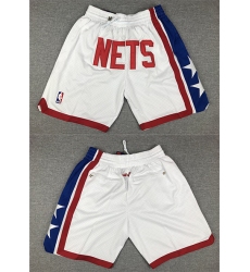 Men's Brooklyn Nets Retro White Shorts (Run Smaller)