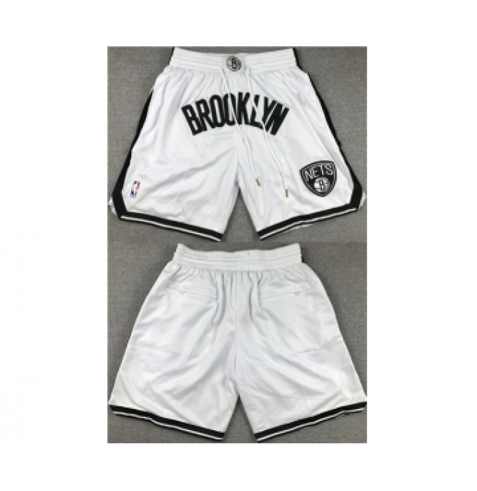 Men's Brooklyn Nets White Shorts