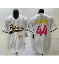 Men's San Diego Padres #44 Joe Musgrove Number White Pinstripe 2023 City Connect Cool Base Stitched Jersey