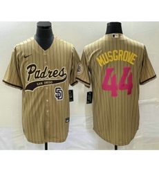 Men's San Diego Padres #44 Joe Musgrove Tan Pinstripe 2023 City Connect Cool Base Stitched Jersey