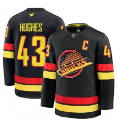 Men's Vancouver Canucks #43 Quinn Hughes Black 2024-25 Alternate Stitched Hockey Jersey