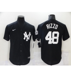 Men's New York Yankees #48 Anthony Rizzo Black Throwback Jersey
