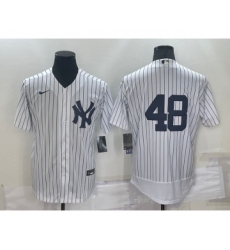 Men's New York Yankees #48 Anthony Rizzo White No Name Stitched MLB Flex Base Nike Jersey