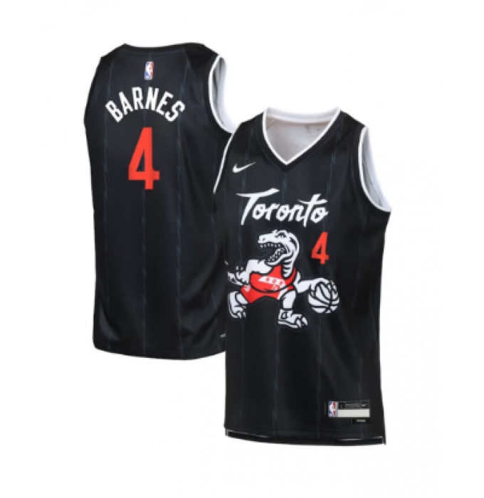 Men's Toronto Raptors #4 Scottie Barnes Black 2025-26 City Edition Stitched Basketball Jersey