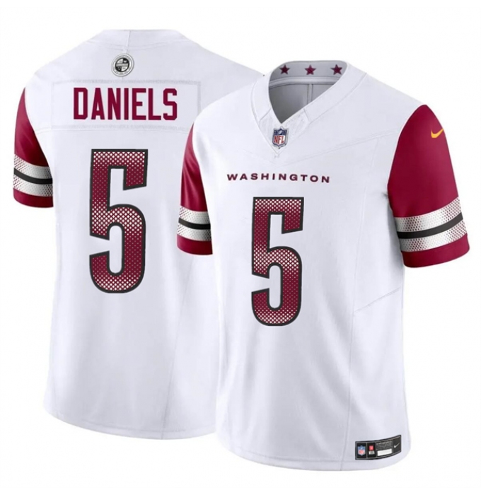 Men's Washington Commanders #5 Jayden Daniels White 2024 Draft F.U.S.E Vapor Limited Football Stitched Jersey