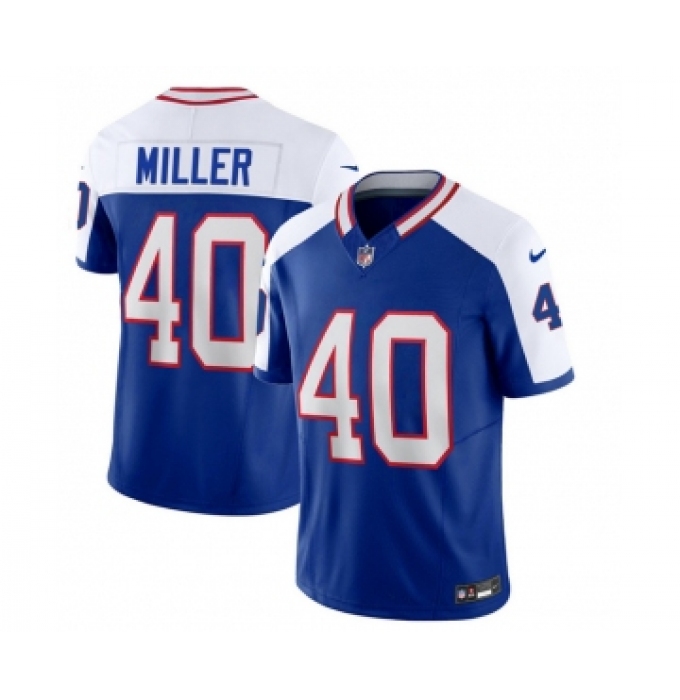 Men's Nike Buffalo Bills #40 Von Miller Blue White 2023 F.U.S.E. Throwback Vapor Untouchable Limited Football Stitched Jersey