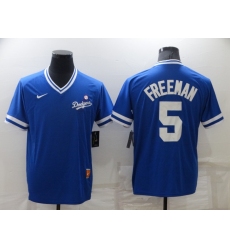 Men's Nike Los Angeles Dodgers #5 Freddie Freeman Blue Throwback Jersey