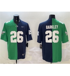 Men's Philadelphia Eagles #26 Saquon Barkley Green & Navy Split Vapor Untouchable Limited Football Stitched Jersey