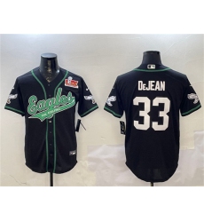 Men's Philadelphia Eagles #33 Cooper DeJean Black 2025 Super Bowl LIX Cool Base Stitched Baseball Jersey