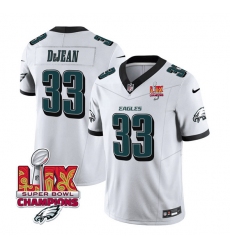 Men's Philadelphia Eagles #33 Cooper DeJean White 2025 Eagles Logo Super Bowl LIX New F.U.S.E. Vapor Untouchable Limited Football Stitched Jersey