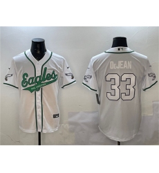 Men's Philadelphia Eagles #33 Cooper DeJean White Cool Base Stitched Baseball Jersey