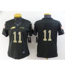 Women's Philadelphia Eagles #11 A. J. Brown Black Salute To Service Stitched Football Jersey(Run Small)