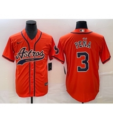 Men's Houston Astros #3 Jeremy Pena Orange Cool Base Stitched Baseball Jersey