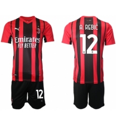 Men 2021-2022 Club AC Milan home red 12 Soccer Jersey