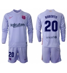 Men 2021-2022 Club Barcelona Second away purple Long Sleeve 20 Soccer Jersey