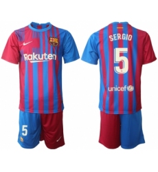 Men 2021-2022 Club Barcelona home red 5 Nike Soccer Jerseys