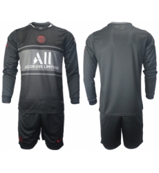 Men 2021-2022 Club Paris St German Second away black Long Sleeve blank Soccer Jersey