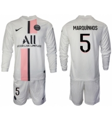 Men 2021-2022 Club Paris St German away white Long Sleeve 5 Soccer Jersey