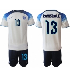 Men's England #13 Ramsdale White Home Soccer Jersey Suit