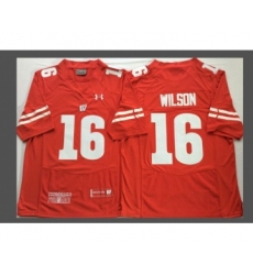 Men's Wisconsin Badgers #16 Russell Wilson Red Stitched College Football 2016 Under Armour NCAA Jersey