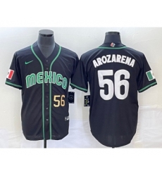 Men's Mexico Baseball #56 Randy Arozarena Number 2023 Black World Classic Stitched Jersey1