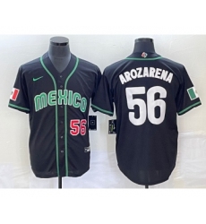 Men's Mexico Baseball #56 Randy Arozarena Number 2023 Black World Classic Stitched Jersey