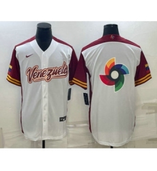 Men's Venezuela Baseball 2023 White World Big Logo Classic Stitched Jerseys