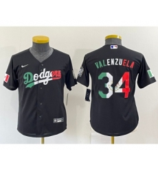 Youth Los Angeles Dodgers #34 Toro Valenzuela Mexico Black Cool Base Stitched Baseball Jersey