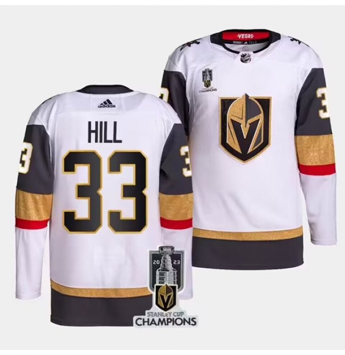 Men's Vegas Golden Knights #33 Adin Hill White 2023 Stanley Cup Champions Stitched Jersey