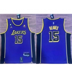 Men's Los Angeles Lakers #15 Austin Reaves Purple With NO.6 Stitched Basketball Jersey