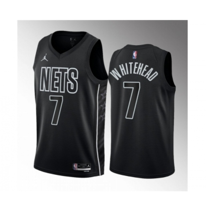 Men's Brooklyn Nets #7 Dariq Whitehead Black 2023 Draft Statement Edition Stitched Basketball Jersey
