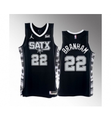 Men' San Antonio Spurs #22 Malaki Branham 2022-23 Black Stitched Jersey