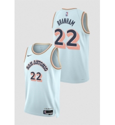 Men's San Antonio Spurs #22 Malaki Branham Light Blue 2024-25 City Edition Stitched Basketball Jersey