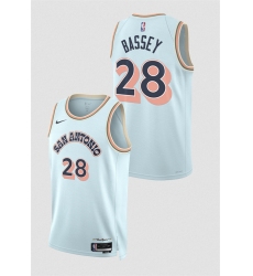 Men's San Antonio Spurs #28 Charles Bassey Light Blue 2024-25 City Edition Stitched Basketball Jersey