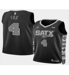 Men's San Antonio Spurs #4 DeAaron Fox Black 2025 Statement Edition Stitched Jersey