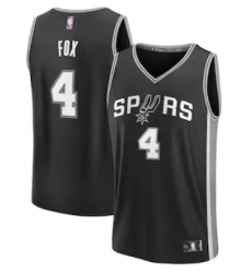 Men's San Antonio Spurs #4 De'Aaron Fox Fanatics Black Fast Break Replica Player Jersey