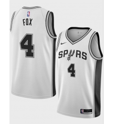 Men's San Antonio Spurs #4 De'Aaron Fox White 2024-25 Association Edition Stitched Basketball Jersey