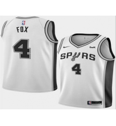 Men's San Antonio Spurs #4 DeAaron Fox White 2025 Association Edition Stitched Jersey