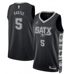 Men's San Antonio Spurs #5 Stephon Castle Black 2025 Statement Edition Stitched Jersey