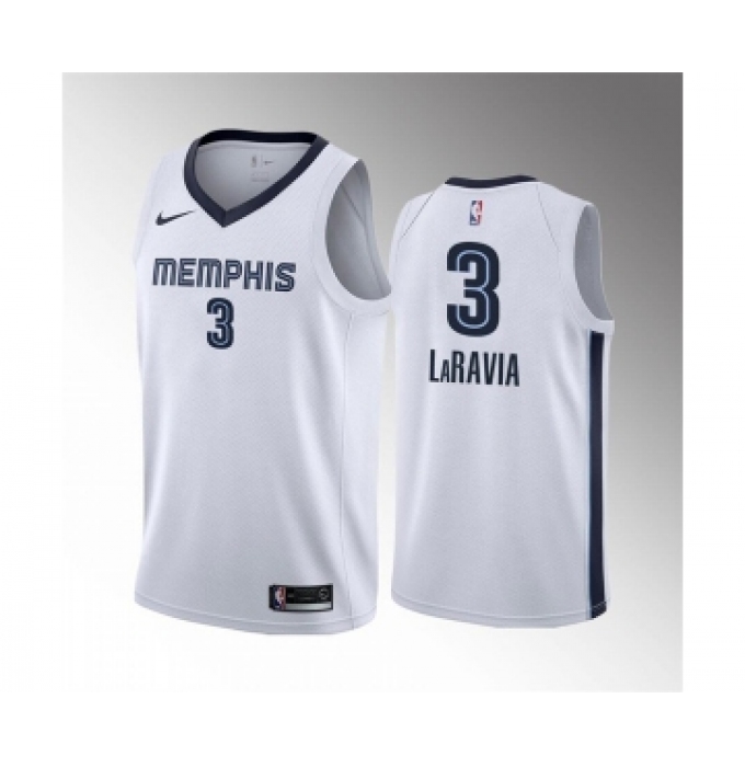 Men's Memphis Grizzlies #3 Jake LaRavia 75th Anniversary Statement Edition White Stitched Basketball Jersey